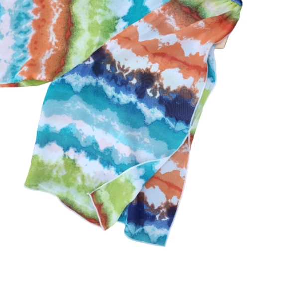 BY & BY Rainbow Ombre Sheer Cutout Butterfly Sleeve Weird Girl Phoebe Buffay Top - Picture 4 of 14